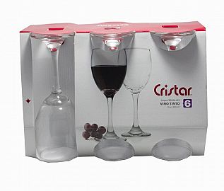 COPA VIDRIO VINO X 6 UNIDADES EN CAJA REGALO CRISTAR