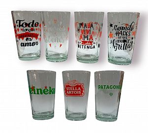 VASO VIDRIO CONICO ESTAMPADO 400ML