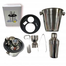COCTELERA DE ACERO + ACCESORIOS X 6 PCS EN CAJA