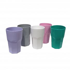 VASO PLASTICO  FACETADO 330CC COLORES