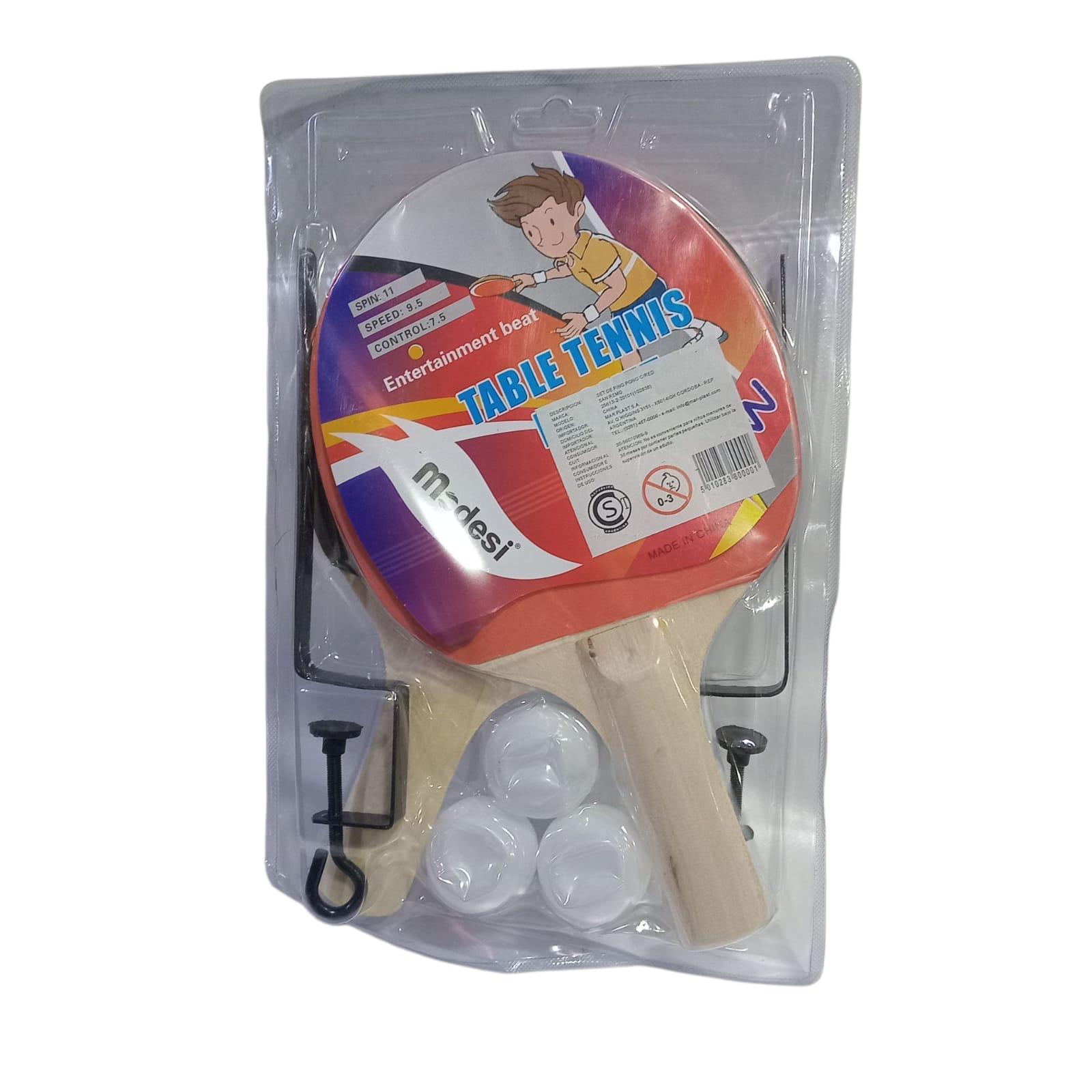 PALETAS DE PING PONG CON RED EN BLISTER