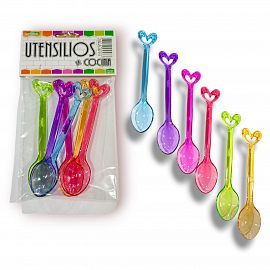 CUCHARITA ACRILICA X 6 UNIDADES CON FORMITA CORAZON