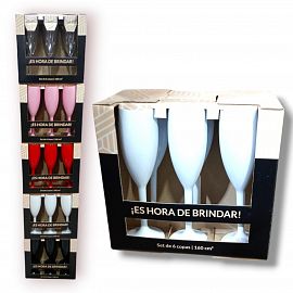 COPA ACRILICAS X 6 UNIDADES CHAMPAGNE EN CAJA REGALO