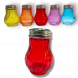 SALERO VIDRIO TAPA DE METALICA COLORES