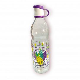 BOTELLA VIDRIO CON TAPON 1 LTS ESTAMPADA