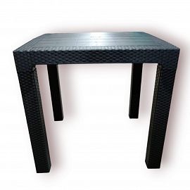 MESA PLASTICA SIMIL RATTAN COLOR NEGRO Y BLANCO(75X80X80CM)