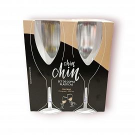 COPA ACRILICAS X 2 UNIDADES VINO/AGUA CAJA REGALO