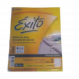 REPUESTO DE HOJAS N*3 X 48 HOJAS RAYADAS EXITO