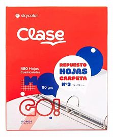 REPUESTO 480HJS CUADRICULADAS SKYCOLOR 90GR
